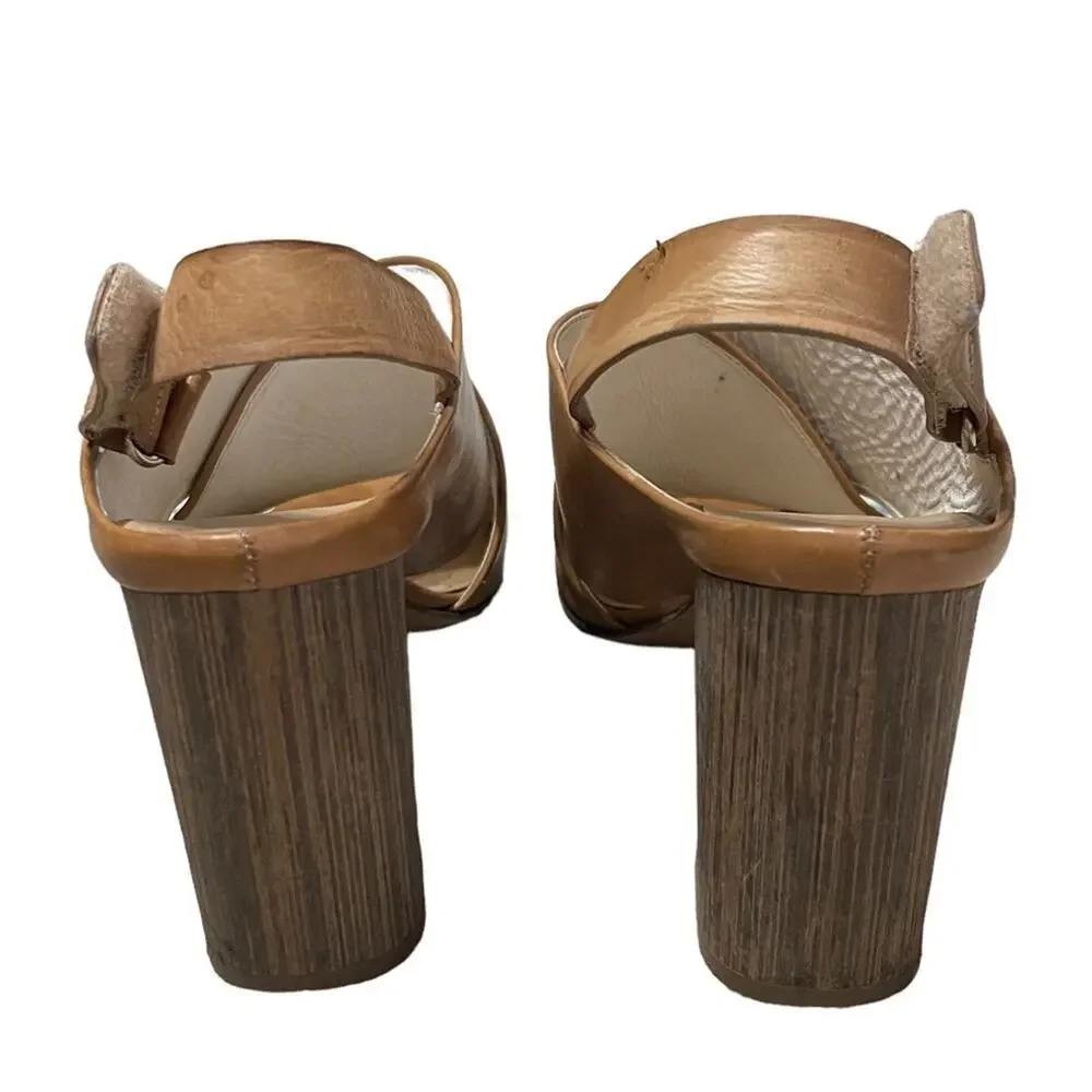 Vince Faine Leather Slingback Sandal Tan Size 8.5